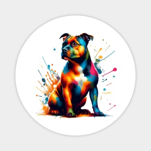 Staffordshire Bull Terrier in Vivid Splash Art Style Magnet